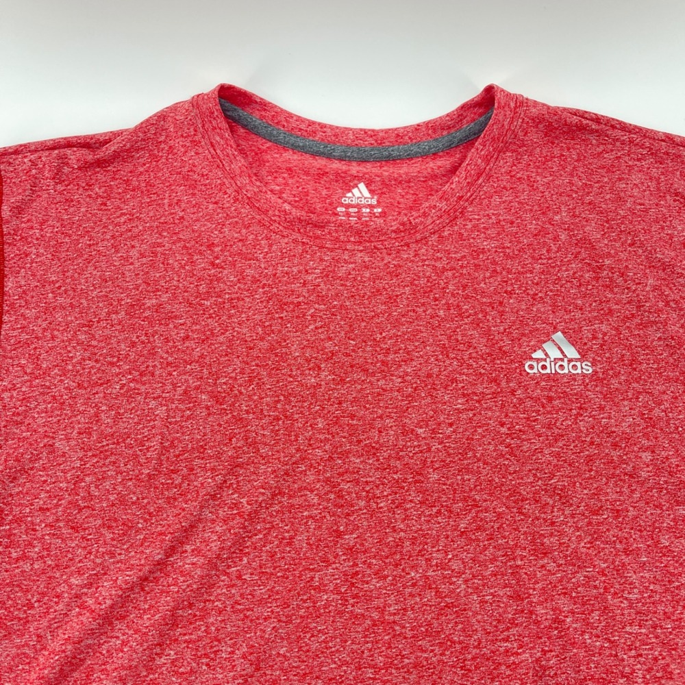Adidas T-Shirt Men XL Red Heathered Polyester Climalite Performance Tee